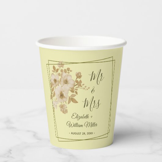 Rose Frame – Celestial Yellow Wedding 紙コップ (裏面)