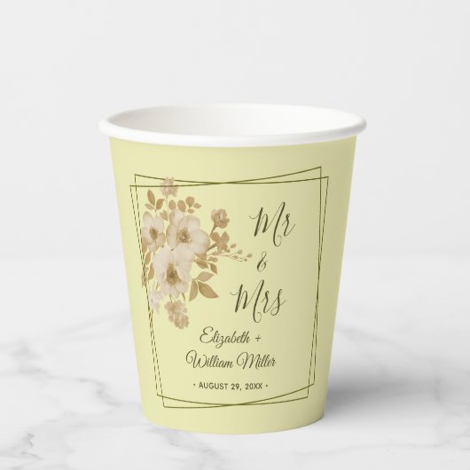 Rose Frame – Celestial Yellow Wedding 紙コップ (正面)