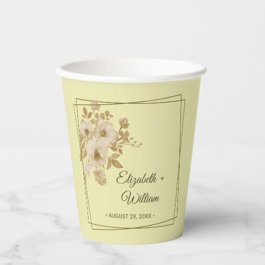 Rose Frame – Celestial Yellow Wedding 紙コップ (正面)