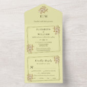 Rose Frame – Monogram Celestial Yellow Wedding オールインワン招待状 (内側)