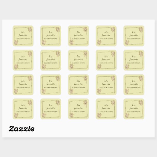 Rose Frame – Monogram Celestial Yellow Wedding スクエアシール (シート)