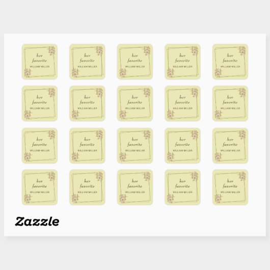 Rose Frame – Monogram Celestial Yellow Wedding スクエアシール (シート)