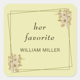 Rose Frame – Monogram Celestial Yellow Wedding スクエアシール