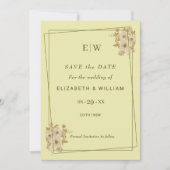 Rose Frame – Monogram Celestial Yellow Wedding セーブザデート (正面)