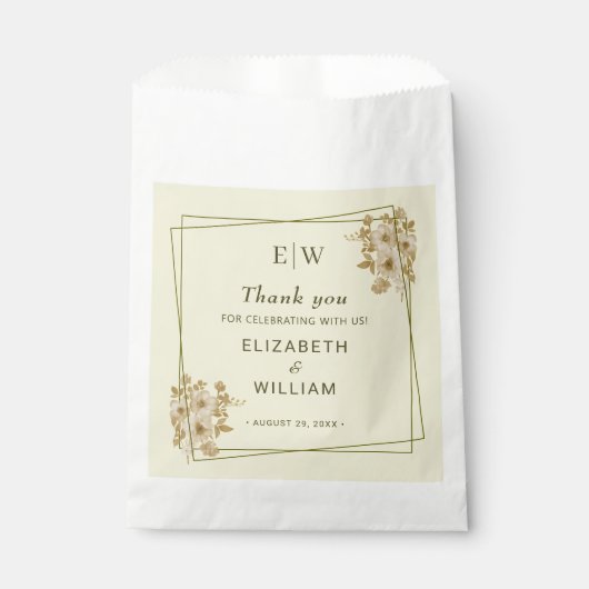 Rose Frame – Monogram Celestial Yellow Wedding フェイバーバッグ (正面)