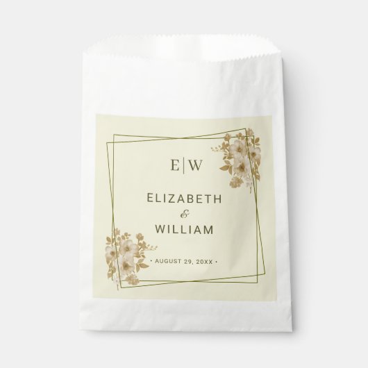 Rose Frame – Monogram Celestial Yellow Wedding フェイバーバッグ (正面)