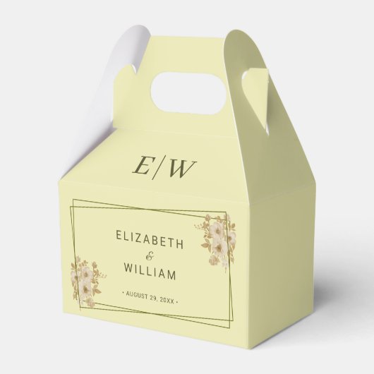 Rose Frame – Monogram Celestial Yellow Wedding フェイバーボックス (正面サイド)