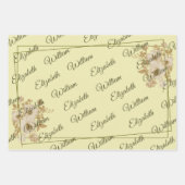 Rose Frame – Monogram Celestial Yellow Wedding ラッピングペーパーシート (正面2)