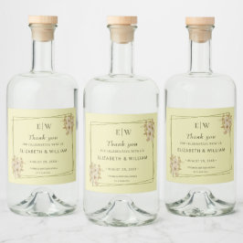 Rose Frame – Monogram Celestial Yellow Wedding リキュールボトルラベル