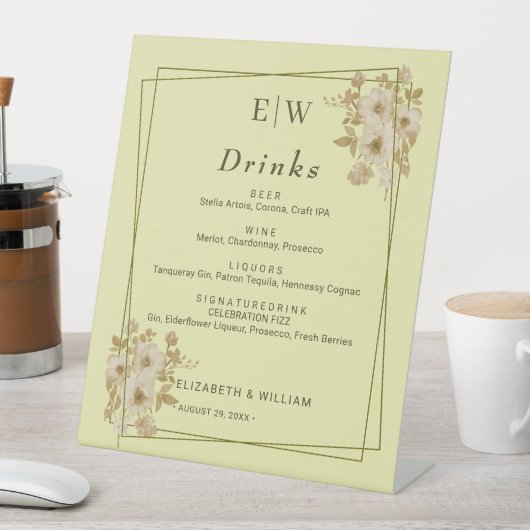 Rose Frame – Monogram Celestial Yellow Wedding 台座サイン (インサイチュ)