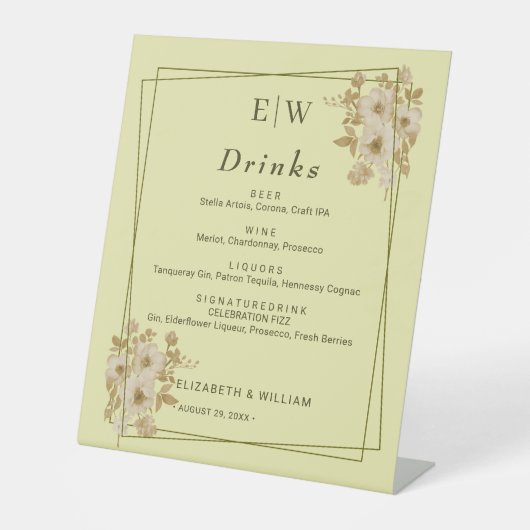 Rose Frame – Monogram Celestial Yellow Wedding 台座サイン (正面)