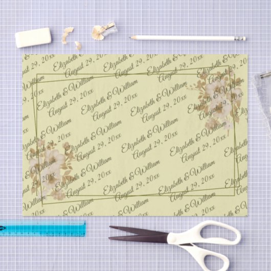 Rose Frame – Monogram Celestial Yellow Wedding 薄葉紙 (クラフト)