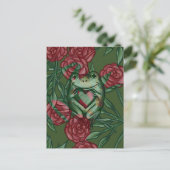 Rose Frog Roses Frogs Pattern Rosey Froggy         ポストカード (スタンド正面)
