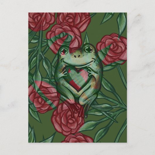 Rose Frog Roses Frogs Pattern Rosey Froggy         ポストカード (正面)