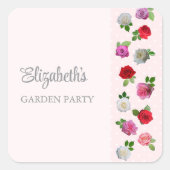 Rose Garden Party Bridal Shower スクエアシール (正面)
