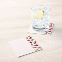 Rose Garden Party Bridal Shower スクエアペーパーコースター