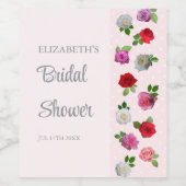 Rose Garden Party Bridal Shower ワインラベル (シングルラベル)