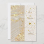 Rose Glitter Gold Alcohol Ink Wedding Invitation 招待状 (正面)