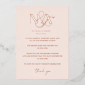 Rose Gold | ウェディングテーブルサンクスユー 箔招待状 (正面)