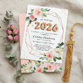 Rose Gold バルーン フォント 2026年卒業 招待状