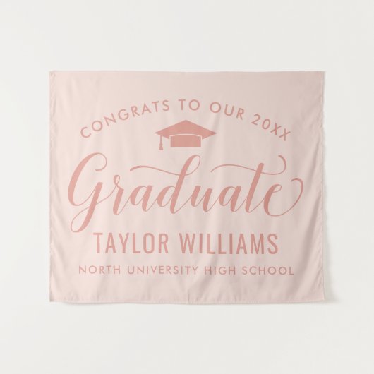 Rose Gold 卒業おめでとうございます タペストリー (正面(横))