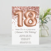 Rose Gold 18歳の誕生日パーティーの招待状 招待状 (スタンド正面)