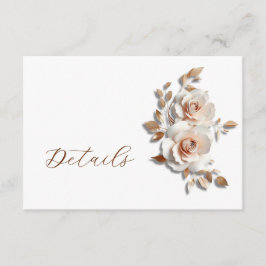 Rose Gold 3D Floral Wedding Details エンクロージャーカード
