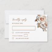 Rose Gold 3D Roses Wedding 出欠カード (正面)