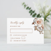 Rose Gold 3D Roses Wedding 出欠カード (スタンド正面)