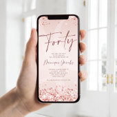 Rose Gold 50th Birthday Mobile Invite Fifty & Fab 案内状