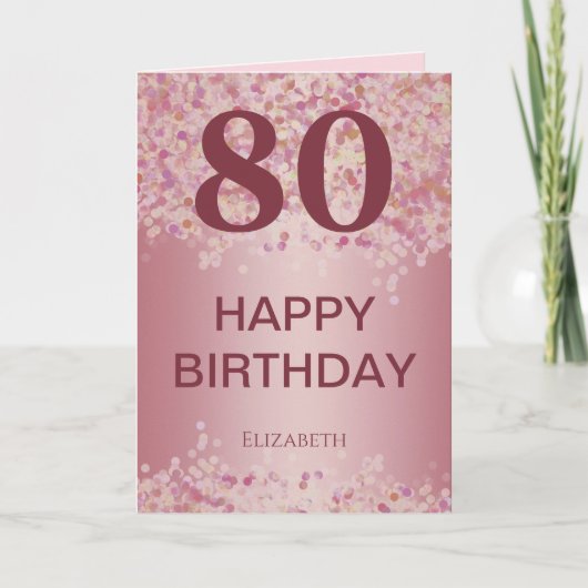 Rose Gold 80 Birthday  Card カード (正面)