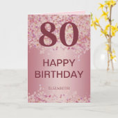 Rose Gold 80 Birthday  Card カード (黄色い花)