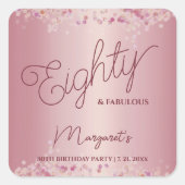 Rose Gold 80th Birthday Party  スクエアシール (正面)