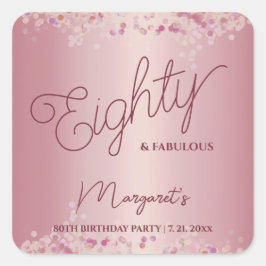Rose Gold 80th Birthday Party  スクエアシール