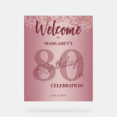 Rose Gold 80th Celebration Acrylic Sign アクリルサイン (正面)