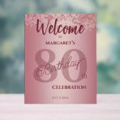 Rose Gold 80th Celebration Acrylic Sign アクリルサイン (ニュートラル)
