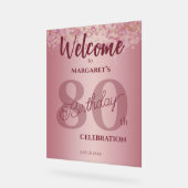 Rose Gold 80th Celebration Acrylic Sign アクリルサイン (傾斜)