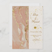 Rose Gold Alcohol Ink Elegant Wedding Invitation 招待状 (正面/裏面)