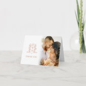 Rose gold and white wedding photo favor サンキューカード (正面)