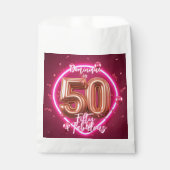 Rose Gold Balloon Neon Hot Pink 50th Birthday フェイバーバッグ (正面)