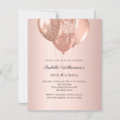 Rose gold balloons birthday invitation (正面)