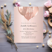 Rose gold balloons birthday invitation