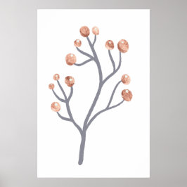 Rose Gold Berry Branch Print ポスター