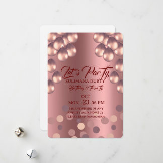 Rose Gold Birthday Invitation Template: Let's Part シーズンカード