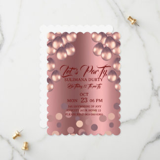 Rose Gold Birthday Invitation Template: Let's Part セーブザデート