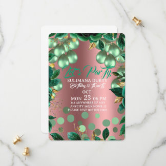 Rose Gold Birthday Invitation Template: Let's Part セーブザデート