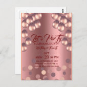Rose Gold Birthday Invitation Template: Let's Part ポストカード (正面/裏面)