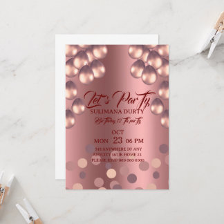 Rose Gold Birthday Invitation Template: Let's Part 招待状