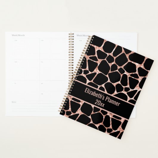 Rose Gold & Black Animal Print Personalized プランナー手帳 (ディスプレー)