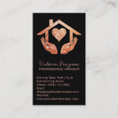 Rose Gold Black Cleaning Service Maid QR Logo 名刺 (正面)